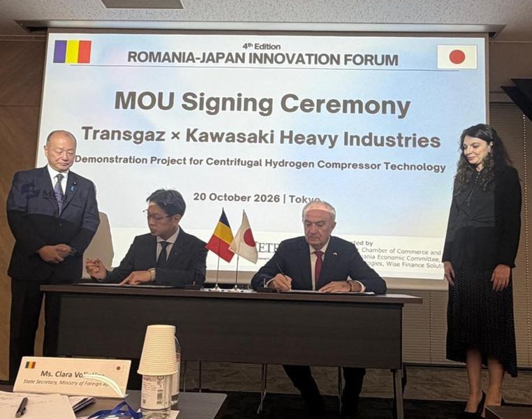 Transgaz și Kawasaki Heavy Industries semnează parteneriat de 21 de milioane de euro pentru hidrogen