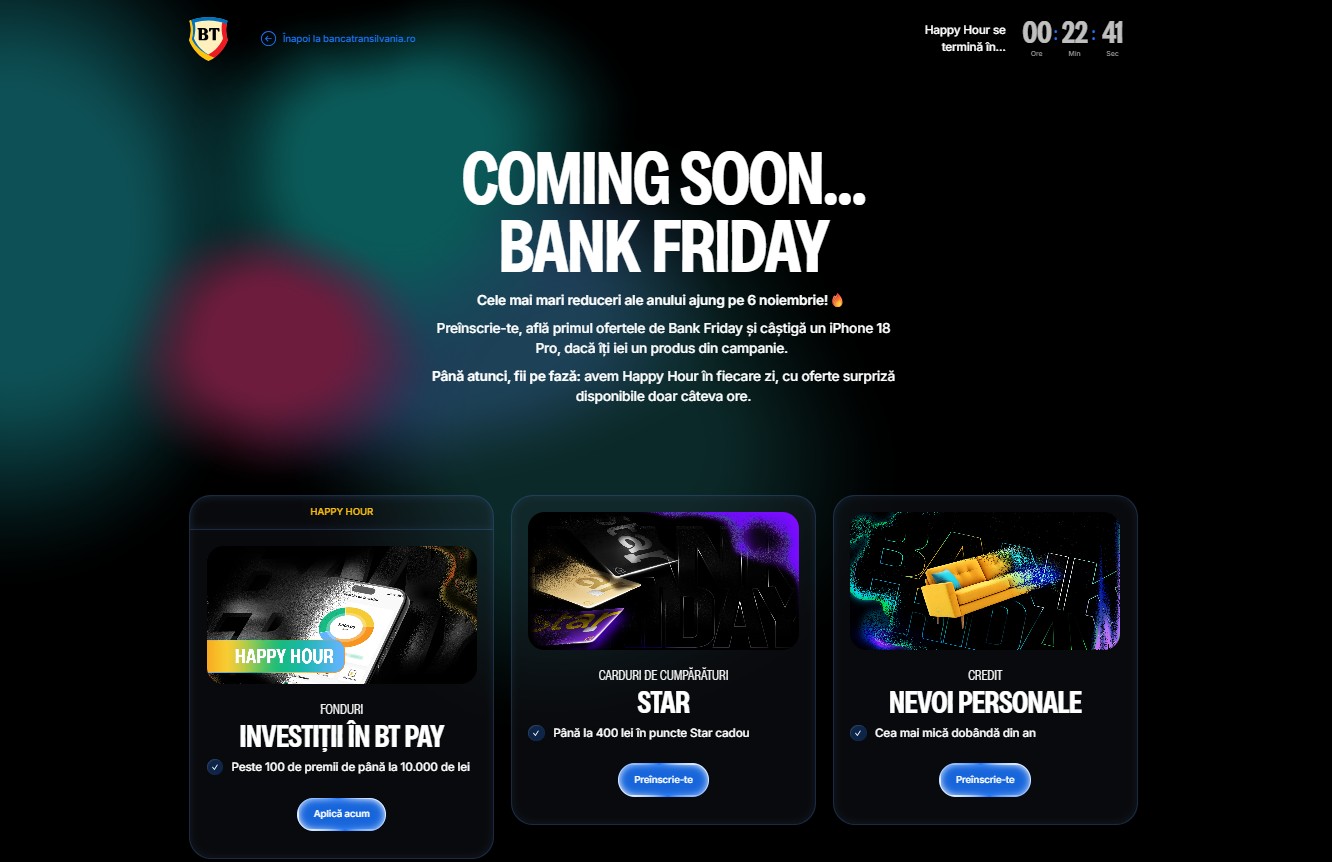 Banca Transilvania anunță data campaniei Bank Friday 2026 și promoții pentru clienți