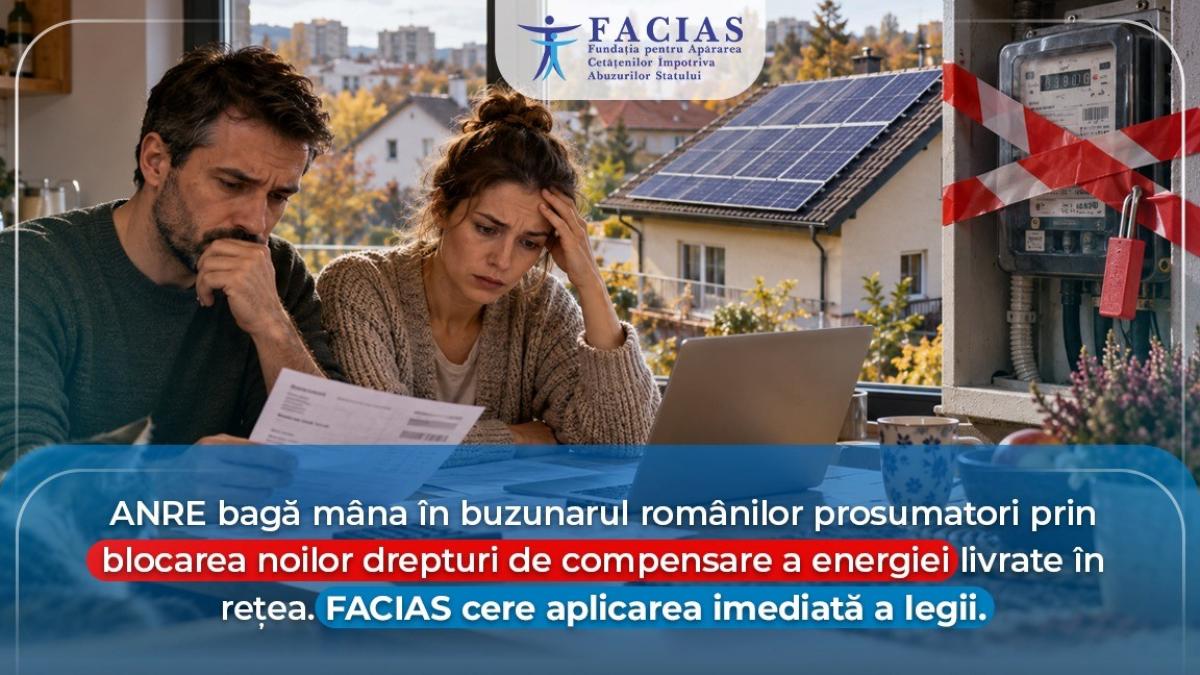 FACIAS solicită ANRE aplicarea imediată a drepturilor de compensare pentru prosumatorii din România
