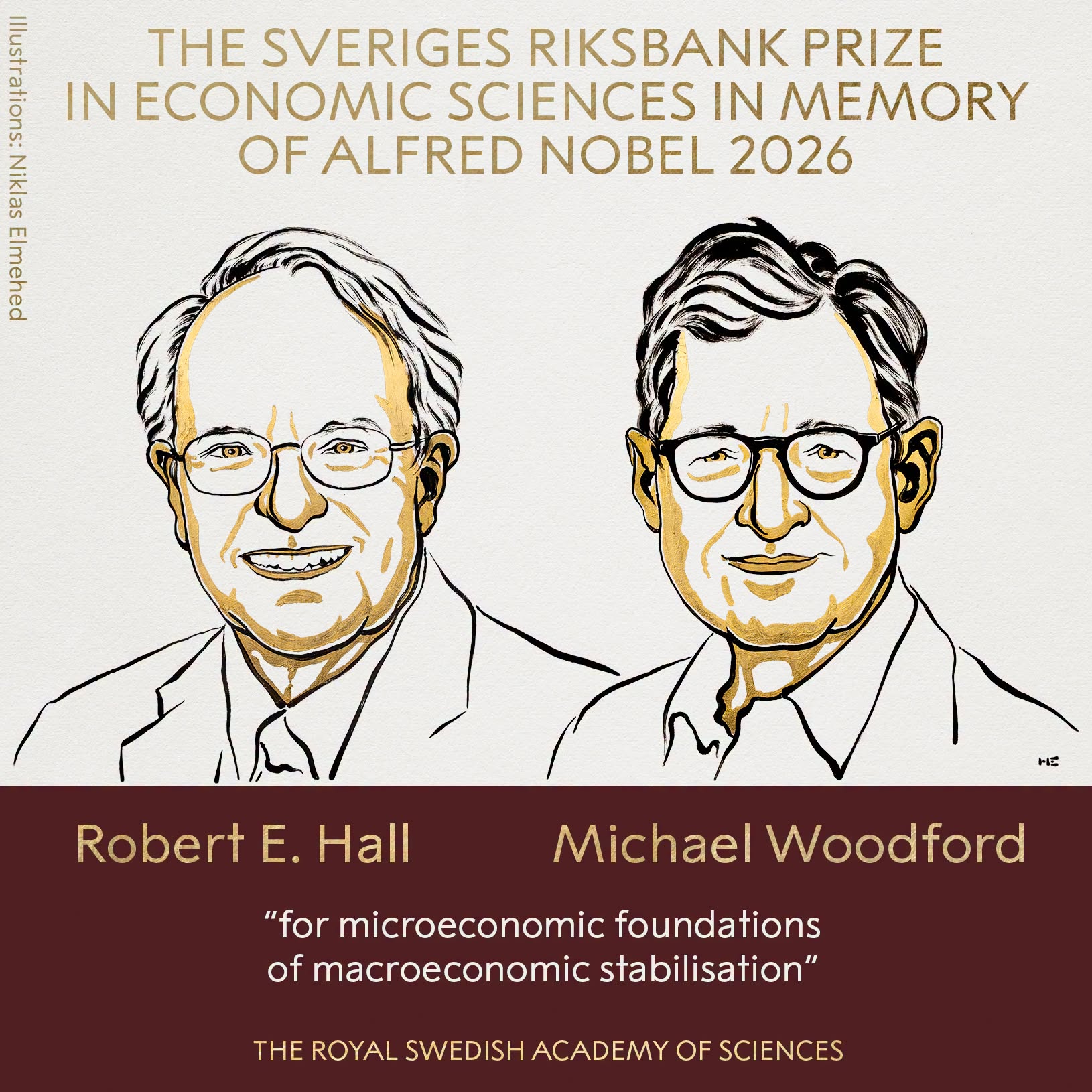 Premiul Nobel pentru Economie 2026 este acordat economiștilor americani Robert E. Hall și Michael Woodford